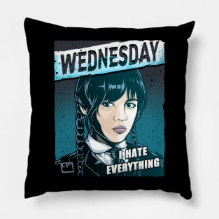 Wednesday I Hate Everything Artwork Pillow