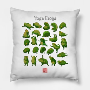 Yoga Frogs Poster With Text Pillow