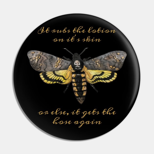 It rubs the lotion on it’s skin, Death’s Head Hawk Moth Pin by JJacobs