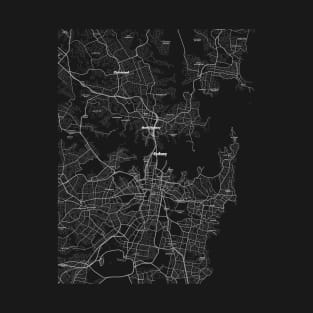 4K Sydney Australia Map | HD Sydney Australia Map | Black And White Map Of Sydney Australia T-Shirt