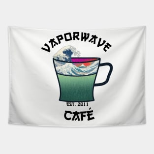 Vaporwave Aesthetic Great Wave Off Kanagawa Cafe Coffee Tapestry