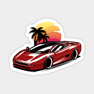 Red XJ220 Classic Supercar Sunset Magnet