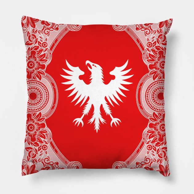 Ancient Bird Crest Artwork Pillow by New East 