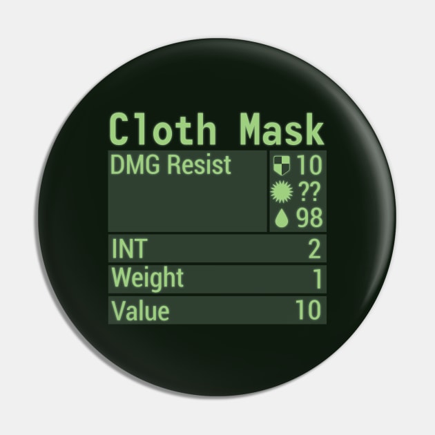 Cloth Mask Stats Pin by fashionsforfans