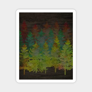 Pine Trees Painted Wood Style Wall Art Magnet