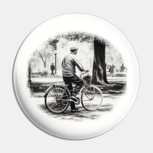 Elderly Man on Bicycle Pin