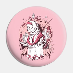 Pink and White Goddess of The Hijab Pin