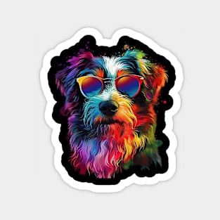 Colourful Cool Golden Doodle Dog with Sunglasses Magnet