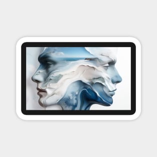 Faces, man, woman, stand, sea, clouds Magnet