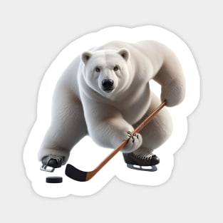 Polar bear Steve as a hockey player Magnet