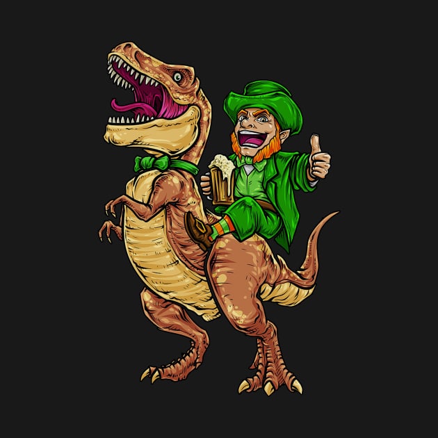 Leprechaun Riding Dinasour T Rex St Patrick Day Men by webster