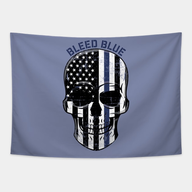 Bleed Blue for Police and Law Enforcement Officers Tapestry by Magic Moon