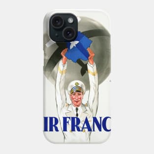 Vintage Travel Poster Air France Flight Captain Plane Phone Case