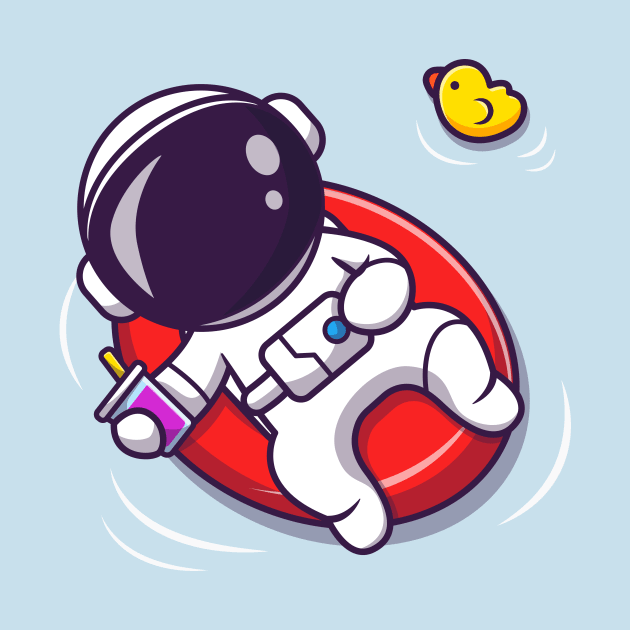 Cute Astronaut Summer Floating On Beach With Balloon by Catalyst Labs