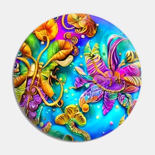 Whimsical Tropical Flowers Pin