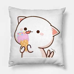 vintage-cat eat ice cream Pillow