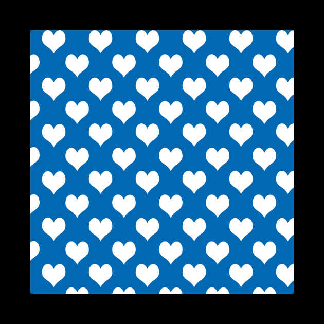 Bright Blue and White Heart Pattern by Rhubarb Myrtle