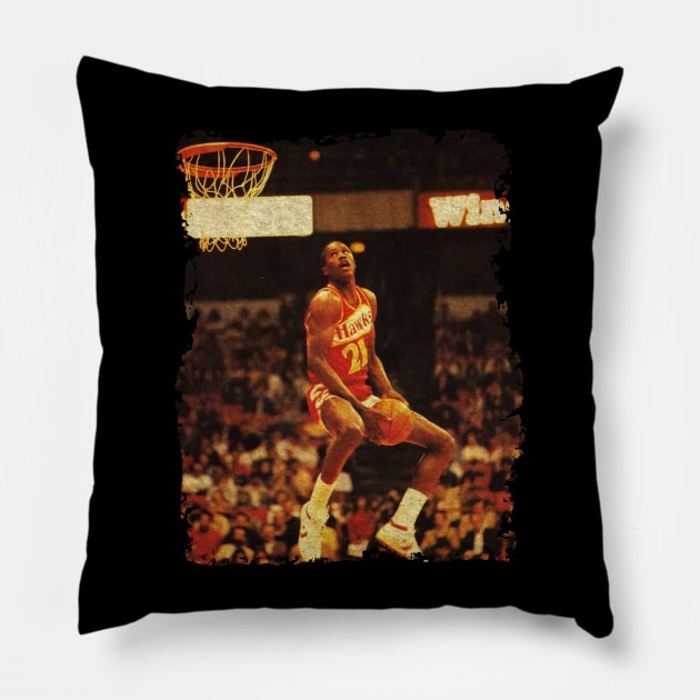 Dominique Wilkins Also Known As in The 1988 NBA Slam Dunk Contest Pillow by Omeshshopart