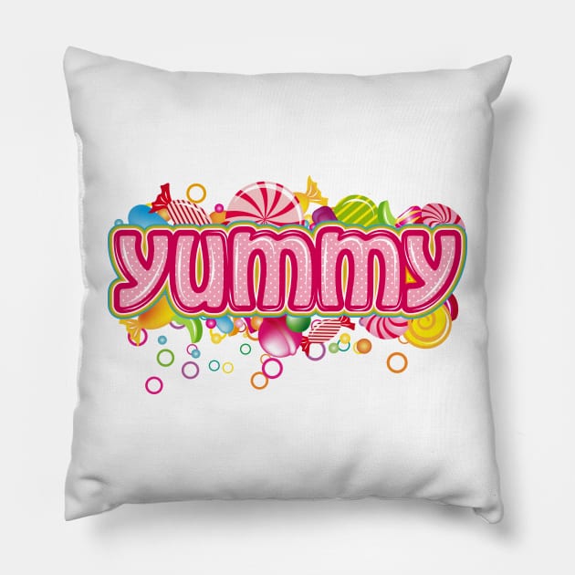 Simply delicious candy-colored sugar-sweet typography Pillow by Kisho