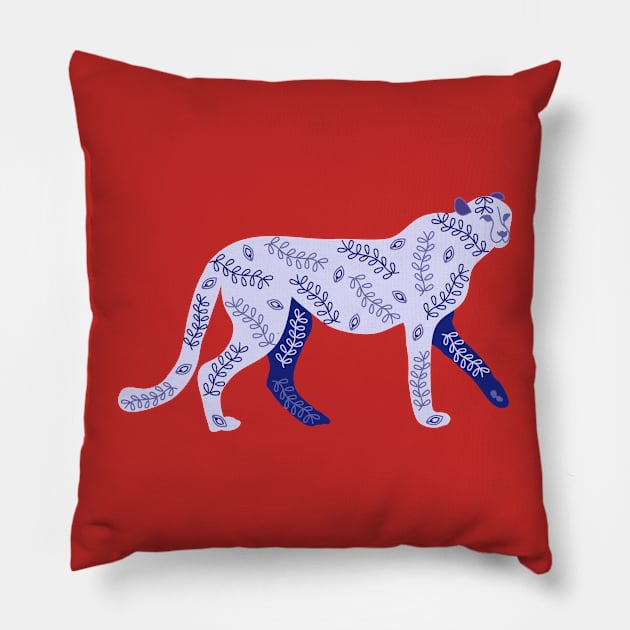 Very Peri Panther with henna motifs Pillow by sarakaquabubble