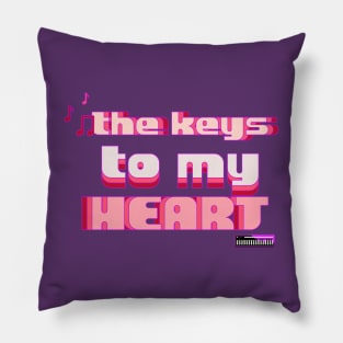 Synthesizer Keys to My Heart Vintage Text Design Pillow