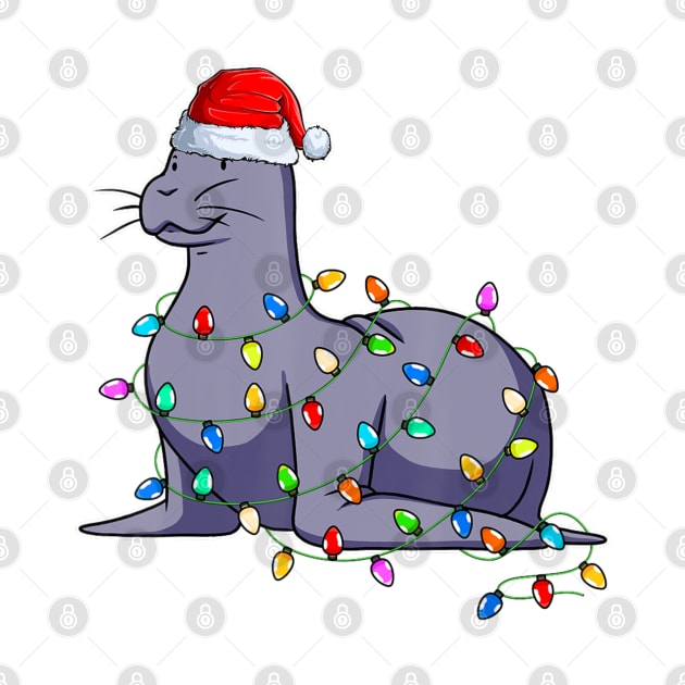 Seal Wearing Santa Hat Xmas Seals Lover Christmas by Mitsue Kersting