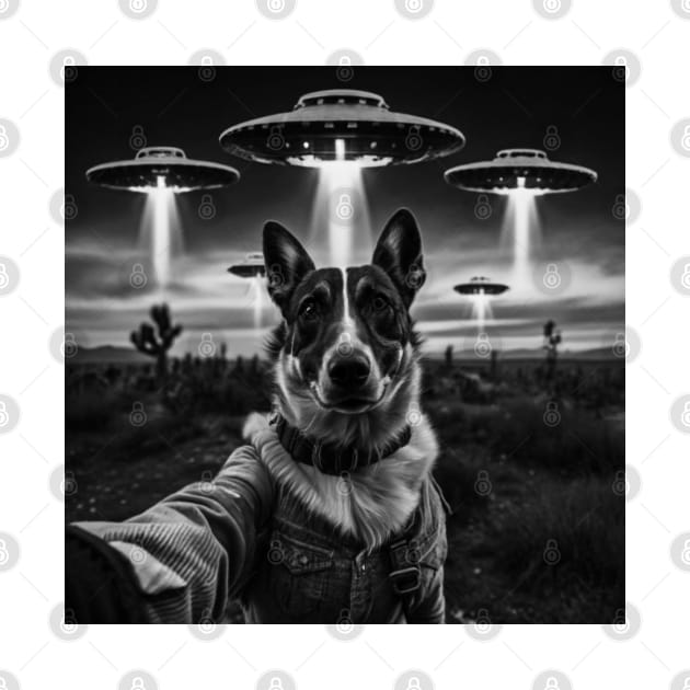 Selfie of Funny Dog And Aliens UFO - 2 by Megadorim