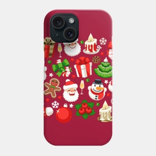 Christmas Seamless Pattern on Red Phone Case