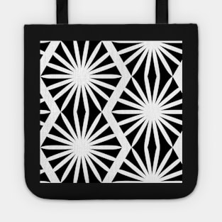 black and white starburst zigzag Tote