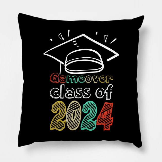 Gameover class of 2024, video gaming, Graduated, senior graduation Pillow by BenTee