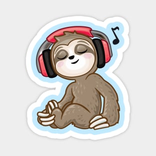 Cute Sloth Listening To Music Magnet