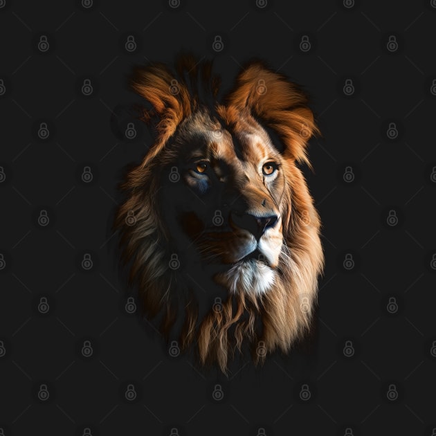 Prideful Protector: Lion's Vigilance Showcased on Graphic Tee by HOuseColorFULL