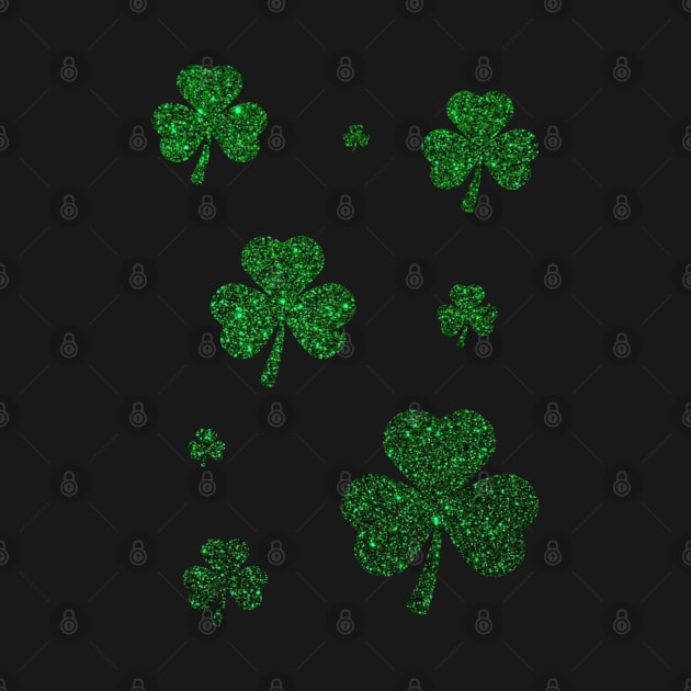 St Patricks Day, Deep Green 3 Leaf Faux Glitter Clovers by Felicity-K