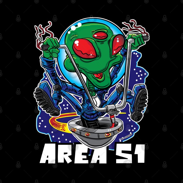 Area 51 Alien UFO with Handlebars by eShirtLabs