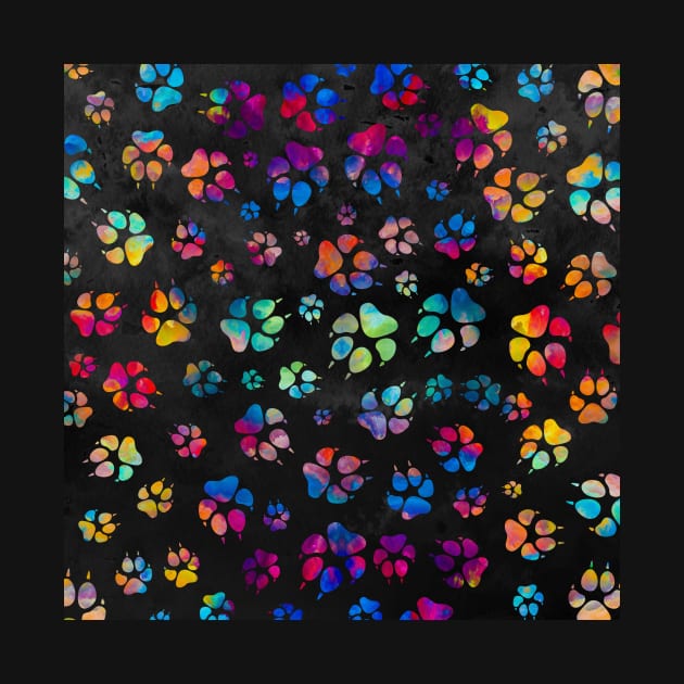 Colorful Paw Print Pattern by OldskoolK9