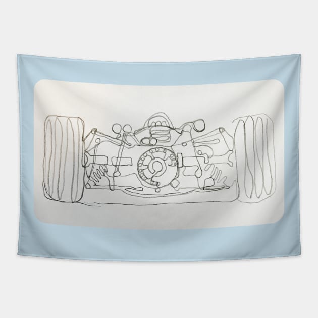 Historic Formula 1 race car drawing Tapestry by motivo design works