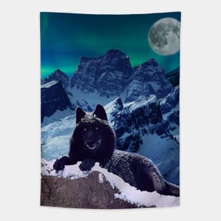 Black Wolf Moon Tapestry