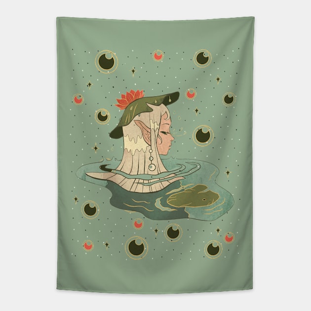 Waterlily fairy Tapestry by SkyisBright