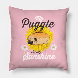 Puggle and Sunflowers Dog Lover Gifts For Women and Girls Pillow