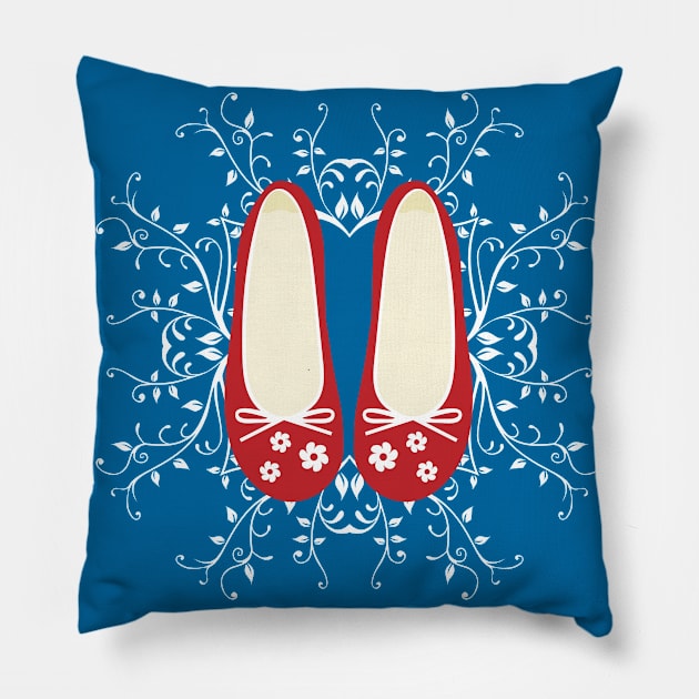 Cute red ladies pumps with mandala pattern Pillow by Mayathebeezzz