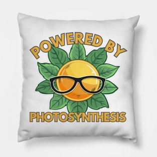 Powered by Photosynthesis - Sun and Green Leaves Design Pillow