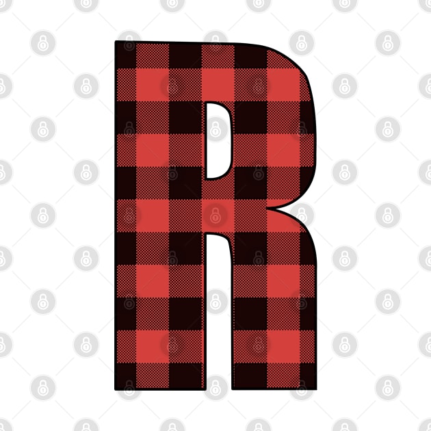 Letter R Monogram Red and Black Buffalo Plaid/Check by Gsallicat