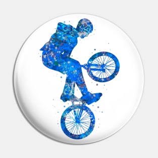 Bmx bike watercolor blue Pin