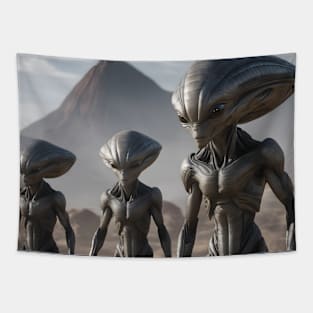 Aliens and Volcano Tapestry
