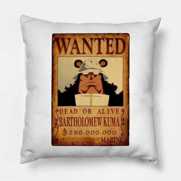 Bartholomew Kuma Wanted Poster Pillow by ManimeXP