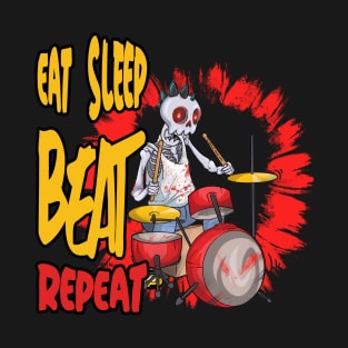 Skeleton Eat Sleep Drumming T-Shirt