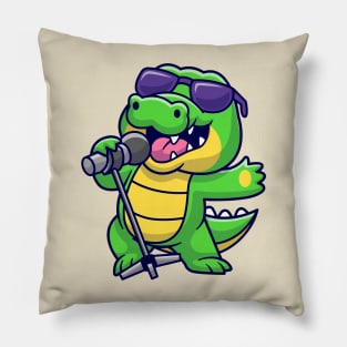 Cute Crocodile Singing Cartoon Pillow