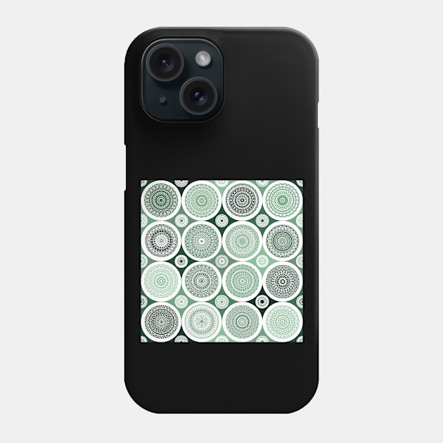 repeating pattern with boho style circles, dark green color Phone Case by Artpassion