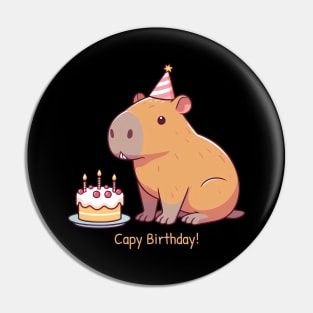 Cappy Capy Birthday Capybara Pin