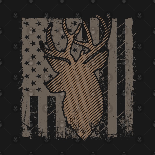 American Deer Hunter Patriotic Us Flag by Tesszero